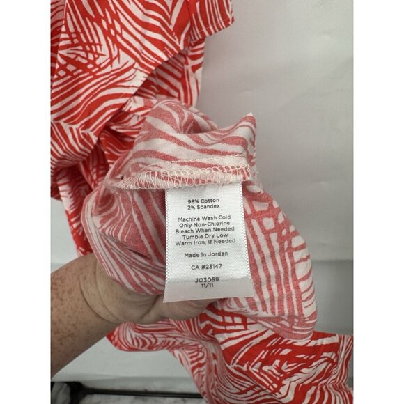 Talbots Button Tropical Palm Dress Women 8P Red White Mini Preppy Resortwear - Picture 5 of 8